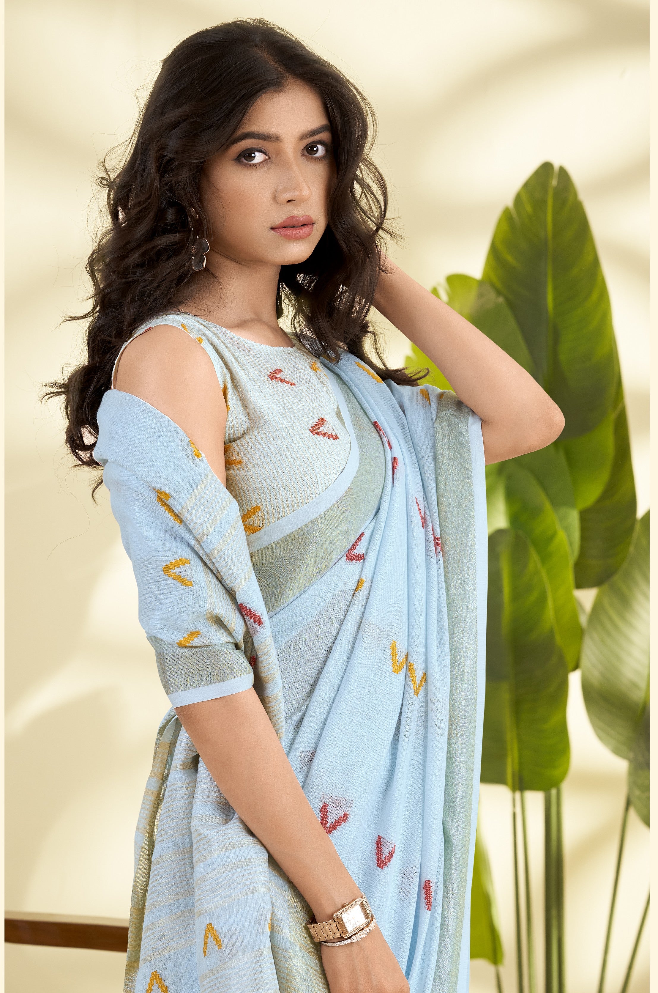 Linen Silk Saree with Zari Border – Elegant Casual & Festive Wear