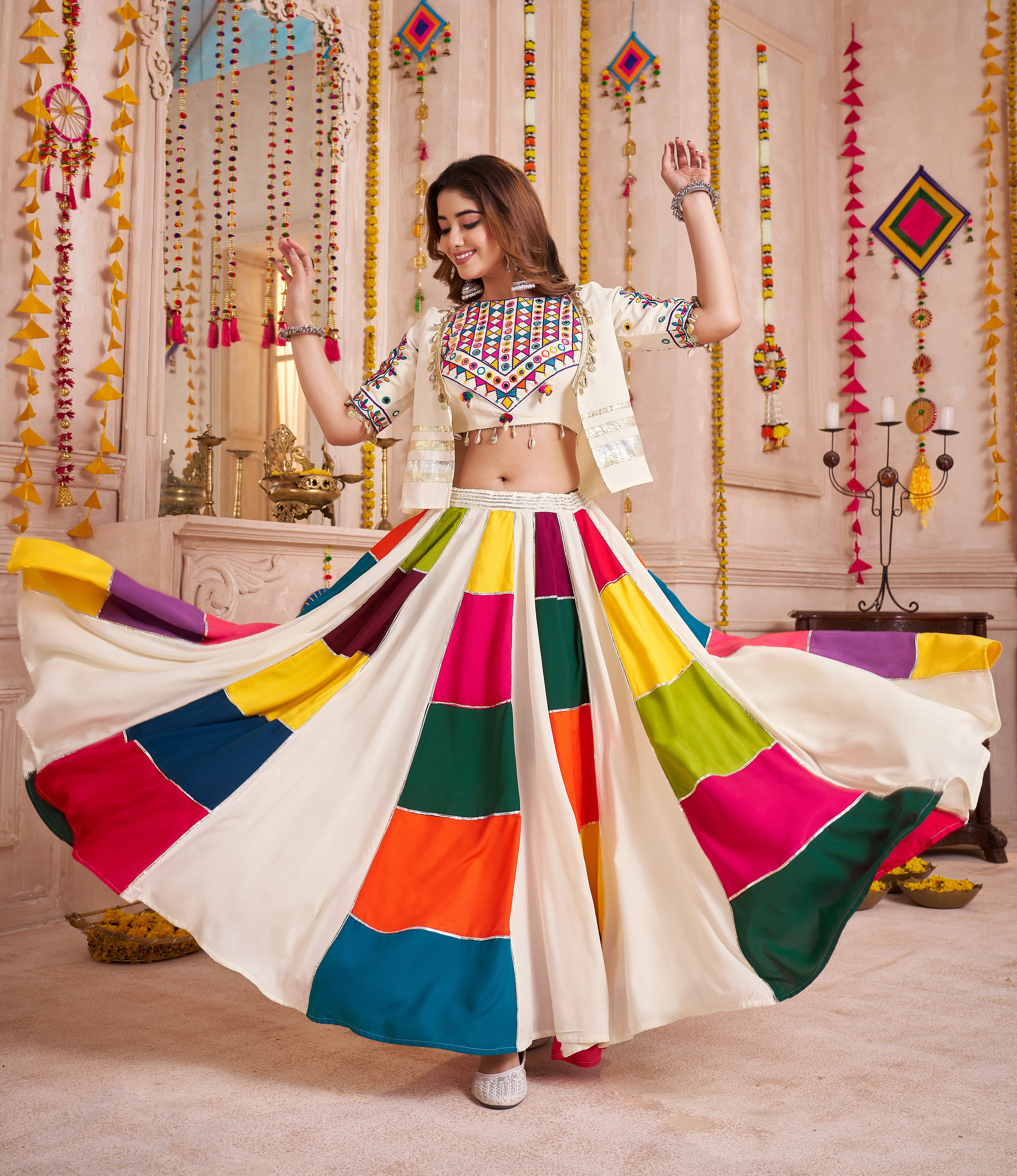Designer Chaniya Choli with Dupatta & Jacket – Authentic Festive Wear