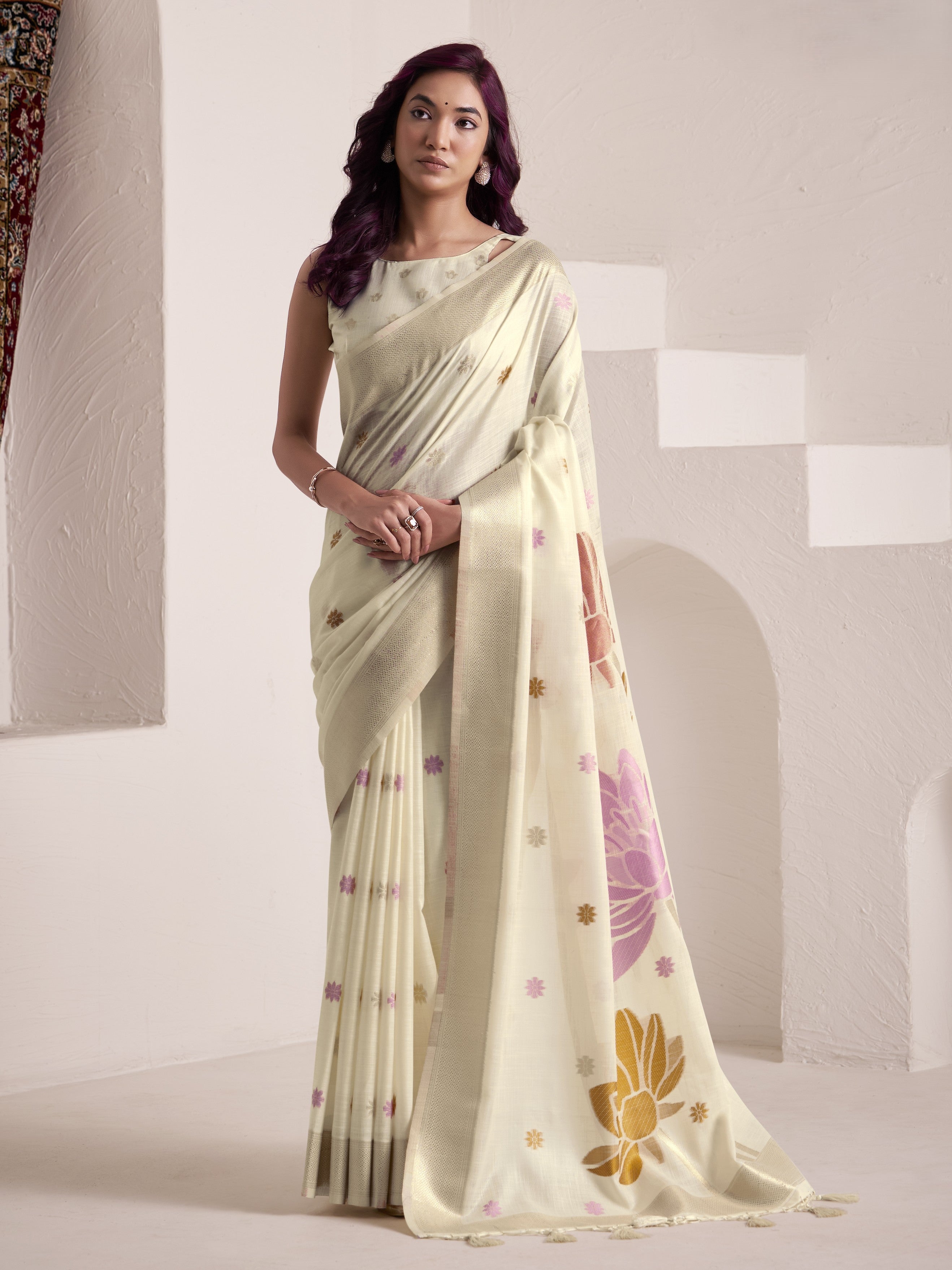 Dynamic Silk Soft Linen Saree with Big Jacquard Pallu – 6 Elegant Shades