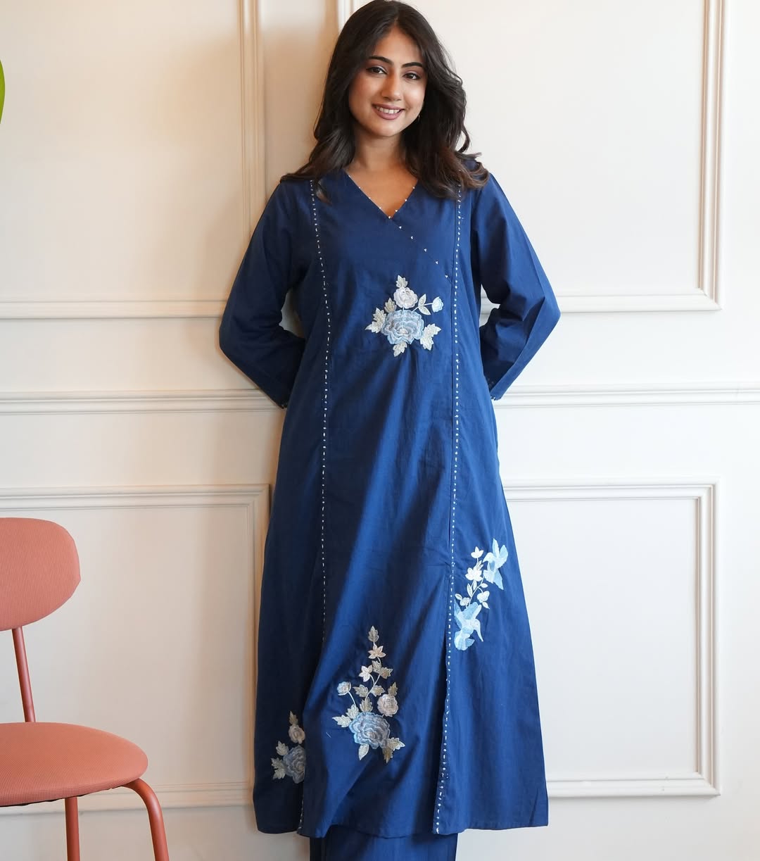 Pure South Cotton Suit Set with Matching Pants & Pearl Mala