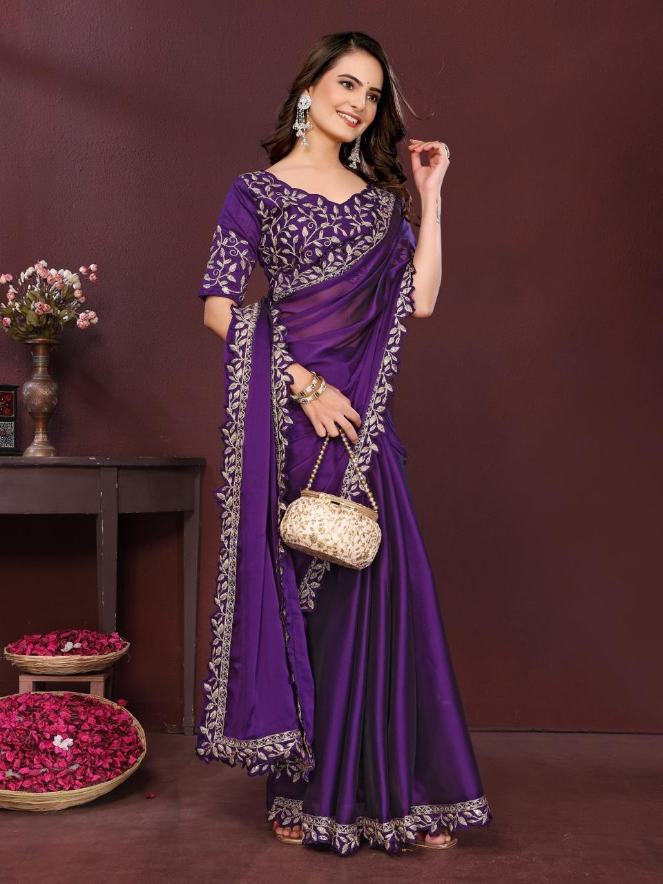 Party Wear Soft Rangoli Silk Saree with Heavy Embroidered Blouse – Wedding & Festive Ethnic Wear