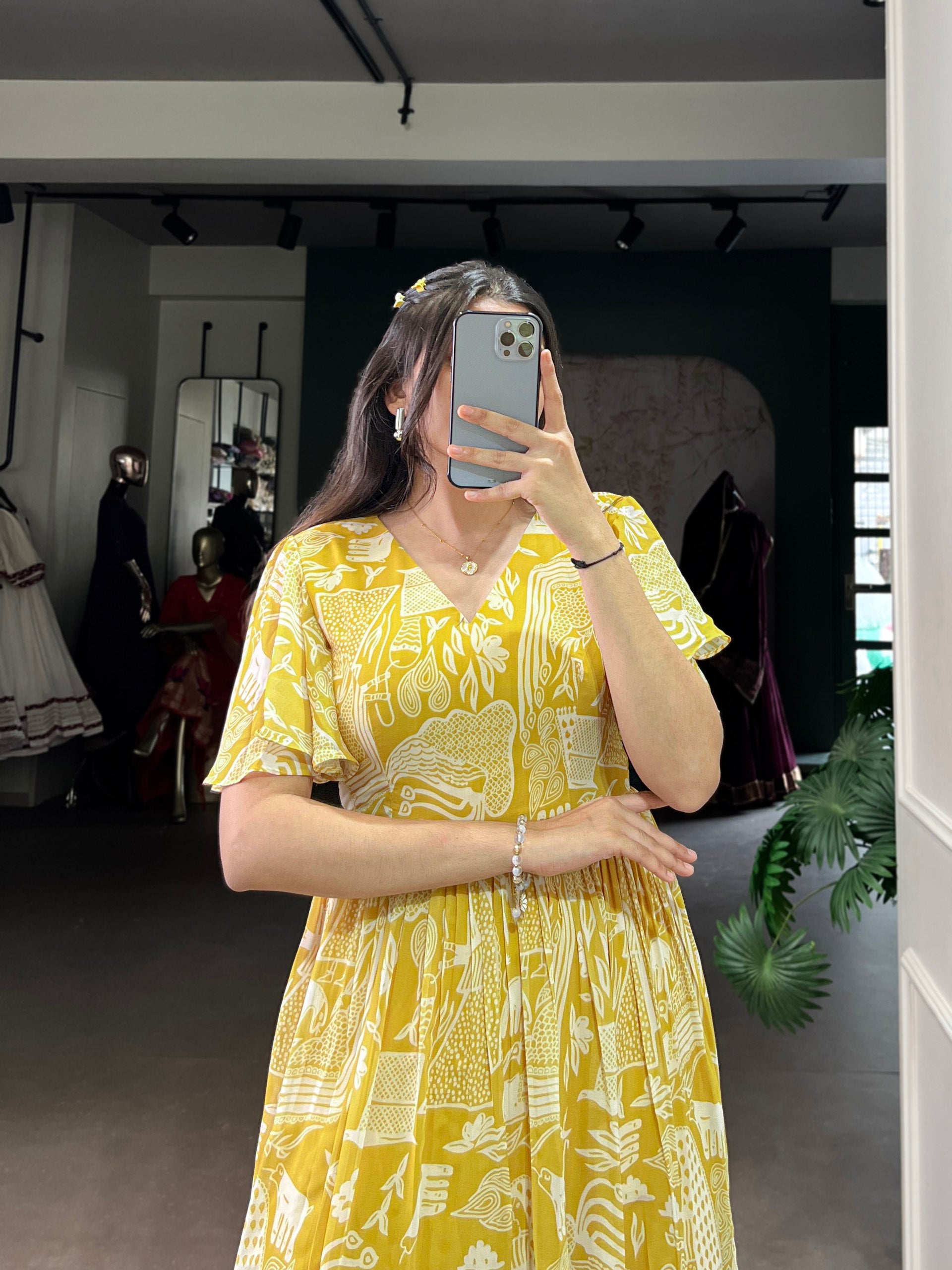 Sunshine Georgette Printed Frock with 4.5 Meter Flair