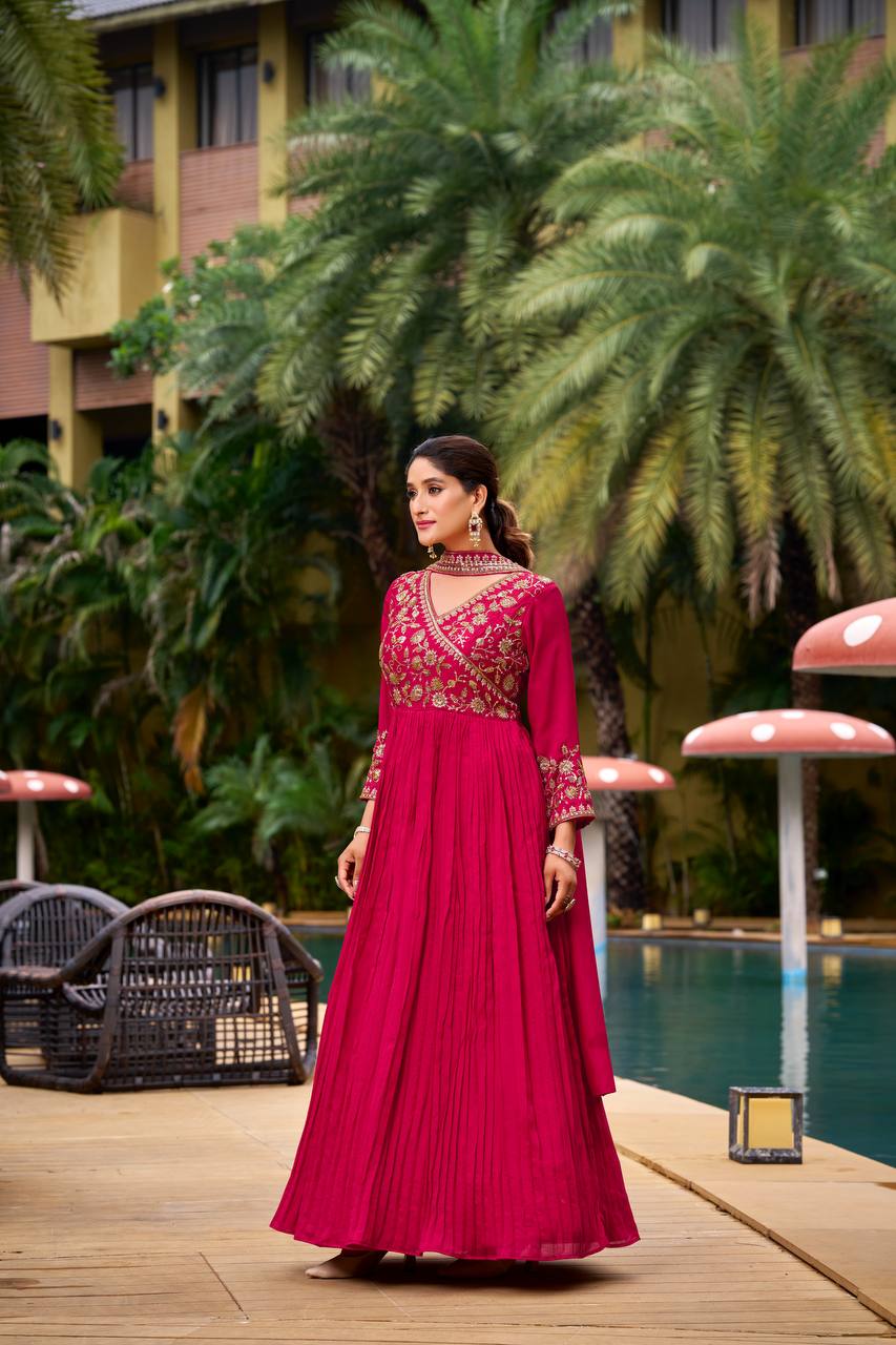 Loomeera Gulnaar Floor-Length Kurti Pant Set with Beads & Sequins Embroidery