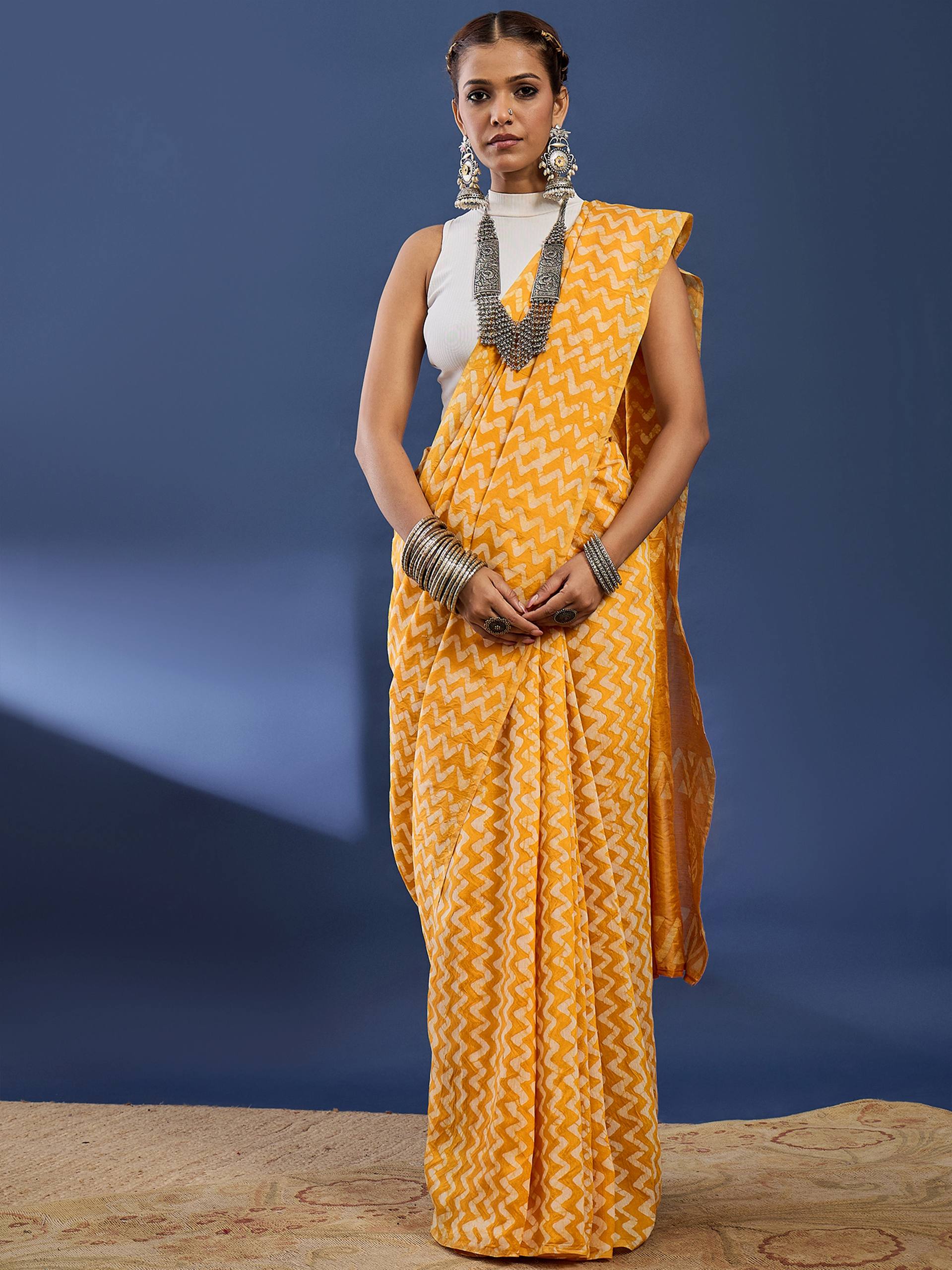 Traditional Wex Batik Chanderi Silk Saree with Blouse | Aakriti Couture