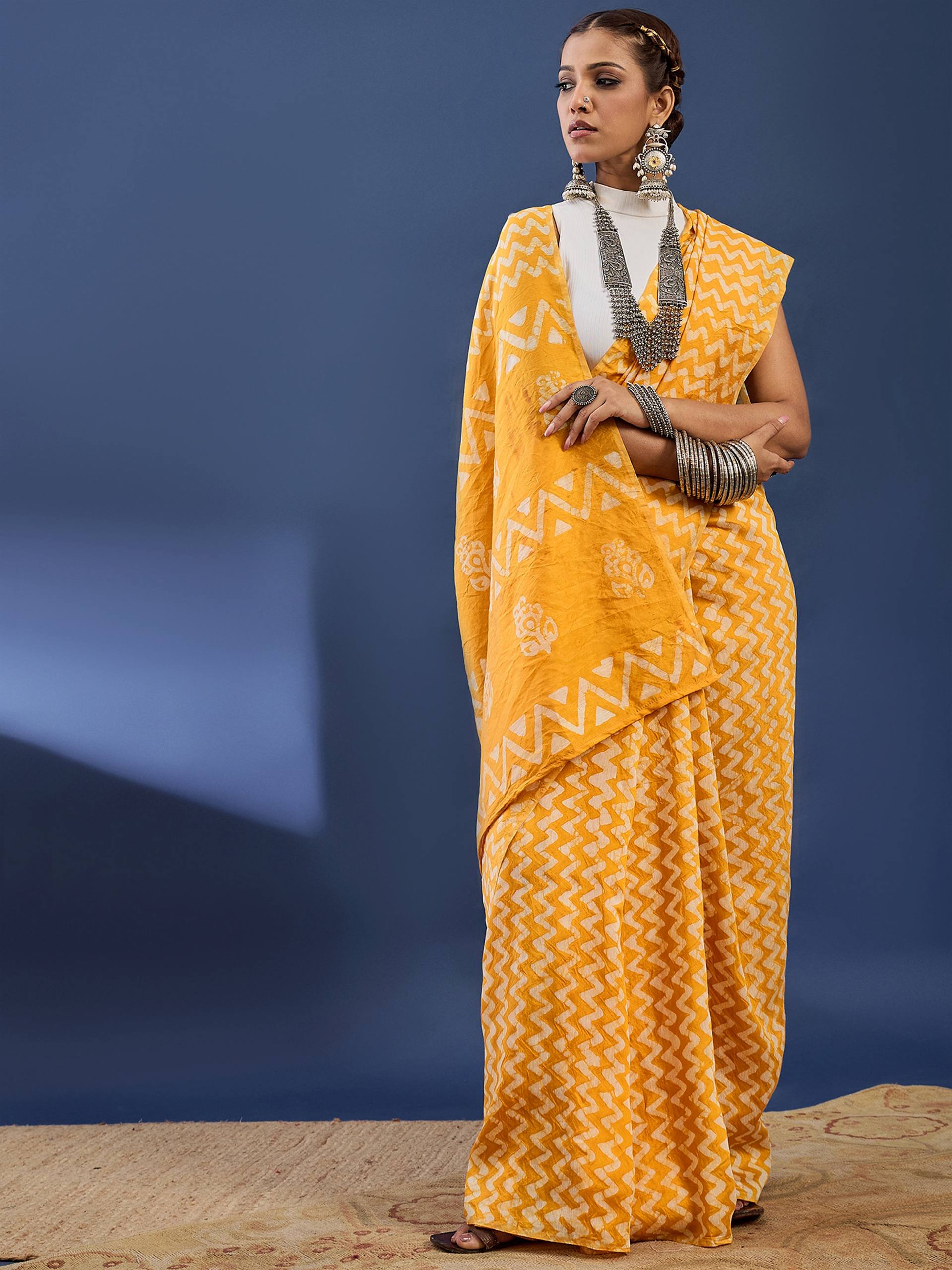 Traditional Wex Batik Chanderi Silk Saree with Blouse | Aakriti Couture