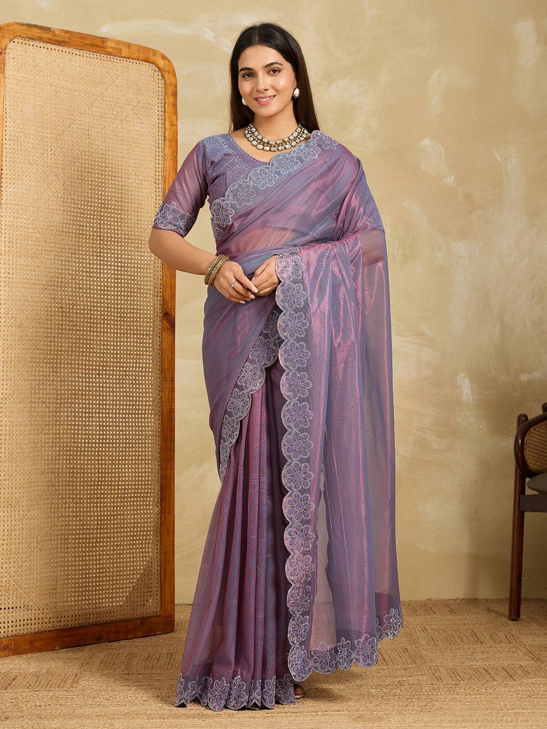 Party Wear Fendy Soft Net Saree with Swarovski Work – New Launch