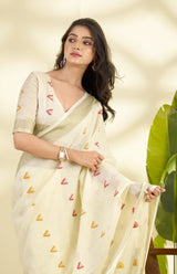 Linen Silk Saree with Zari Border – Elegant Casual & Festive Wear