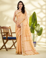 Linen Silk Saree with Zari Border – Elegant Casual & Festive Wear
