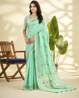 Linen Silk Saree with Zari Border – Elegant Casual & Festive Wear