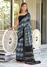 New Launch – Ikkat Print Mulmul Cotton Saree with Matching Blouse Piece
