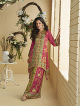 Digital Crepe Silk Mirror Work Coord Set