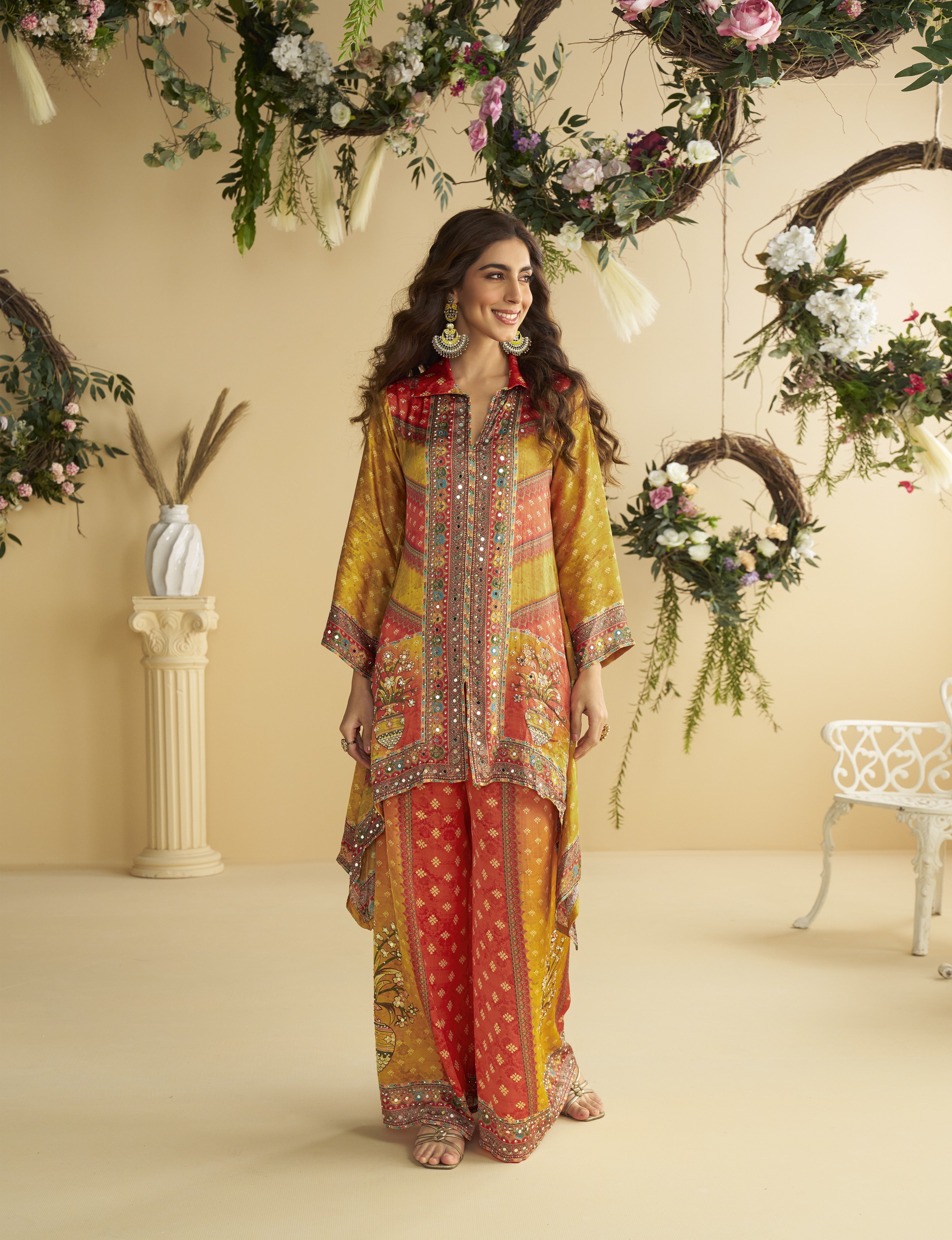 Digital Crepe Silk Mirror Work Coord Set