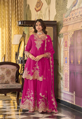 Heavy Chinon Embroidered Suit Set with Plazzo & Dupatta – Festive Wear Collection