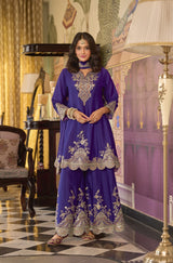 Heavy Chinon Embroidered Suit Set with Plazzo & Dupatta – Festive Wear Collection