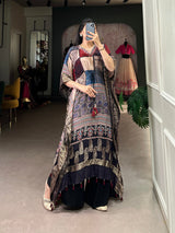 Pure Viscose Kaftan with Real Mirror Hand Work & Zari Border