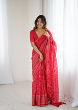 Georgette Patta Saree with Foil Work, Lace & Zalar Border
