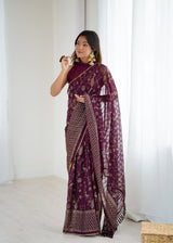 Georgette Patta Saree with Foil Work, Lace & Zalar Border