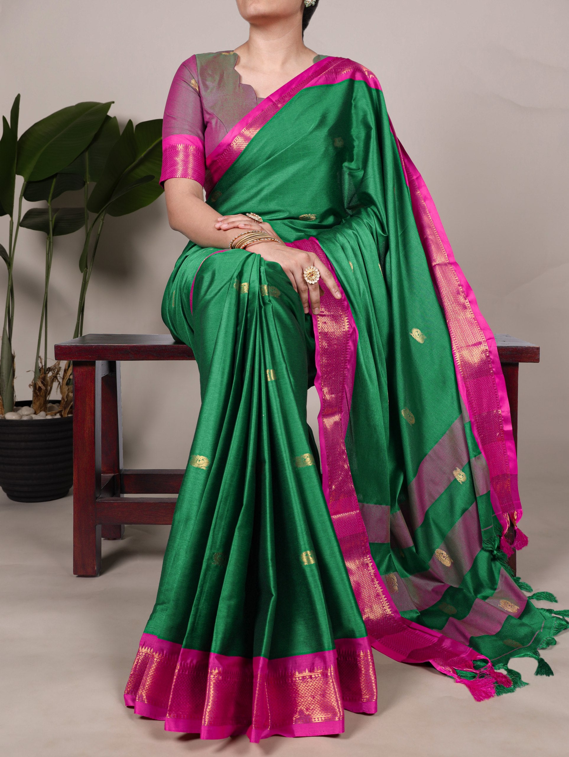 Cotton Silk Paithani Saree with Rich Weaving Work & Blouse Piece
