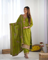 Designer Party Wear Chinnon Silk Suit Set