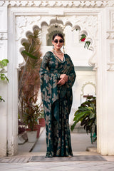 Floral Lurex Brasso Saree with Matching Blouse – Party & Festive Wear