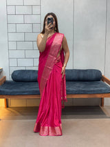 Super Rich Pure Satin Gaji Silk Saree with Zari Weaving & Tassel Pallu