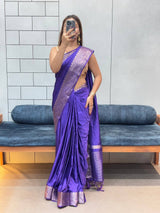 Super Rich Pure Satin Gaji Silk Saree with Zari Weaving & Tassel Pallu