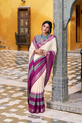 Poly Cotton Saree with Printed Design & Royal Zari Border | Aakriti Couture