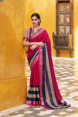 Poly Cotton Saree with Printed Design & Royal Zari Border | Aakriti Couture