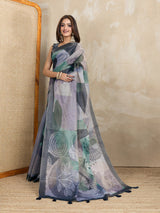 Grey Abstract Printed Erode Anmol Silk Saree