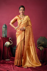 Elegant Tissue Silk Saree with Rich Zari Weaving & Blouse Piece