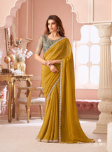 Attached Fabric Saree with Blouse Piece – Party & Festival Wear